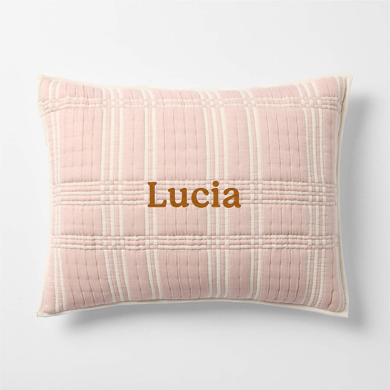 Stax Matelasse Lilac Rose Organic Cotton Yarn-Dyed Kids Quilted Pillow Sham | Crate & Kids | Crate & Barrel