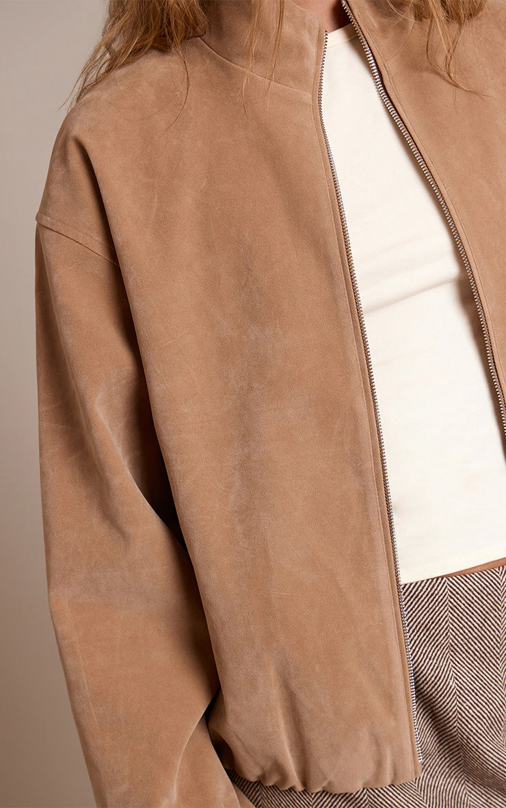 Sand Suede Bomber Jacket | PrettyLittleThing UK