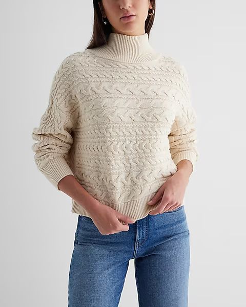 Reversible Cable Knit Mock Neck Crossover Sweater | Express