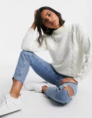 Unique21 chunky cable knit sweater in white | ASOS (Global)