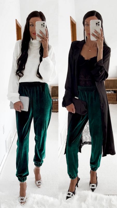 Day to Night holiday look! Cute holiday velvet joggers from Amazon. Wearing a small.

#velvetjoggers #joggers #holidayjoggers #holidayoutfit #holidayoutfits
#holidayoutfit #amazonholidayoutfit #holidaylooks #holidayoutfits #christmasoutfits #amazonholidays
#holiday #sequinjoggers #holiday #velvet #daytonightlook

Clear embellished heels
Embellished heels
Knit sweater
White knit sweater
Sequin clutch
Clutch
Holiday clutch
Office party
Office party outfit
Office party outfits
Amazon joggers
Amazon holiday earrings
Holiday earrings
Black embellished heels
Embellished heels
Lace bodysuit
Black clutch
Holiday duster
Holiday dusters
Holiday jackets
Black lace bodysuit
Amazon bodysuit
Black bodysuit
Lace bodysuit

#LTKholiday

#LTKstyletip #LTKparties #LTKfindsunder100