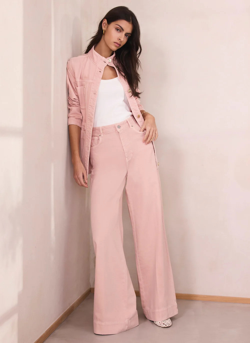 Washed Pink Wide Jeans | Mint Velvet