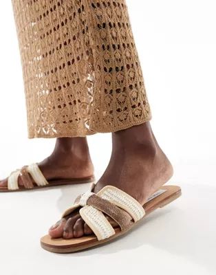 Steve Madden Edriah embellished strap flat sandal in raffia | ASOS (Global)
