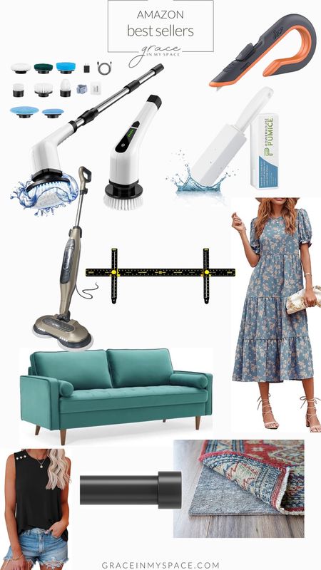 This week's best sellers are focused on cleaning products and home essentials! The steam mop, electric bathroom scrub brush and pumice stone are cleaning essentials. And moving into the new home means rug pads, my favorite curtain rod, and this picture hanging tool were essential #amazon #amazonbestseller #bestsellers

#LTKunder100 #LTKhome #LTKfamily