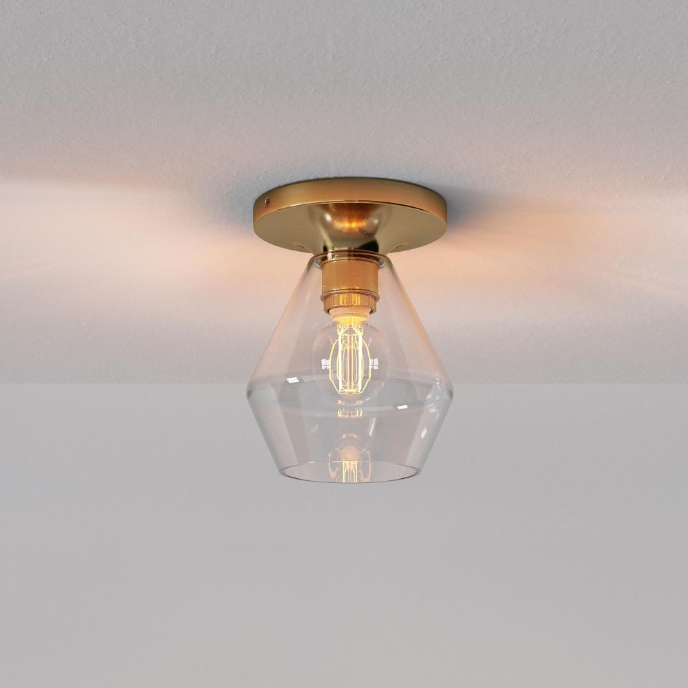 Sculptural Glass Geo Flushmount - Clear | West Elm (US)