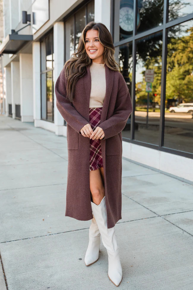 Go Where You Choose Chocolate Long Cardigan FINAL SALE | Pink Lily