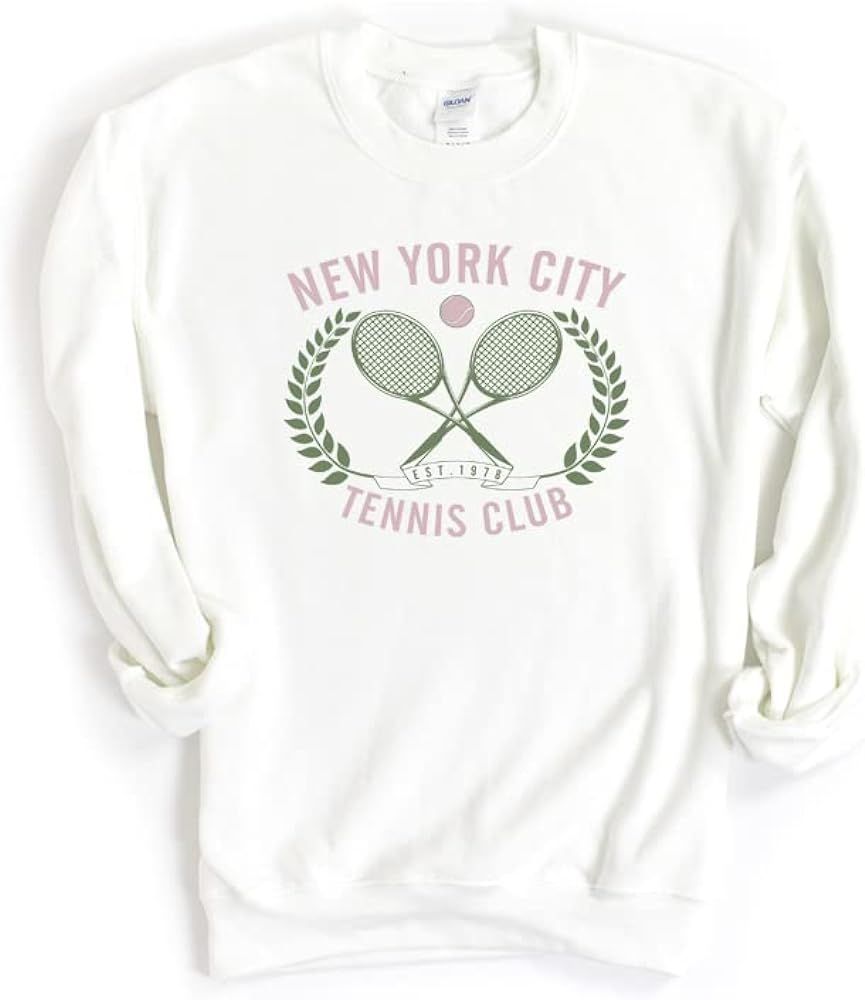 Adult New York City Tennis Club Sweatshirt, Vintage Tennis Sweatshirt, Preppy Sweatshirt | Amazon (US)
