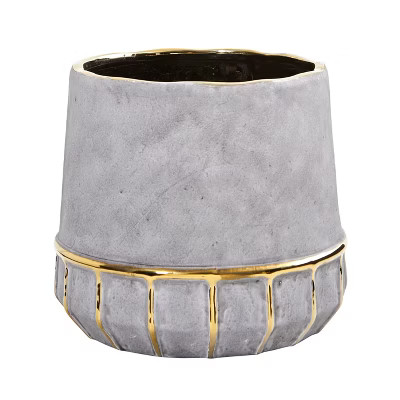 Nearly Natural 8.5-in Regal Stone Decorative Planter with Gold Accents | Target