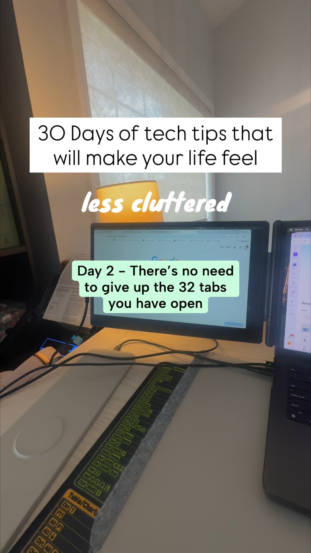 Um no I can’t give up my tabs. If this is you, I’ve got you.

You don’t need a permanent setup. You don’t need a desk overhaul. And you don’t have a tab problem. We just need to fix the visual bottleneck.

Save this if your browser feels overwhelming.


#LTKdayinmylife #LTKHome #LTKWorkwear