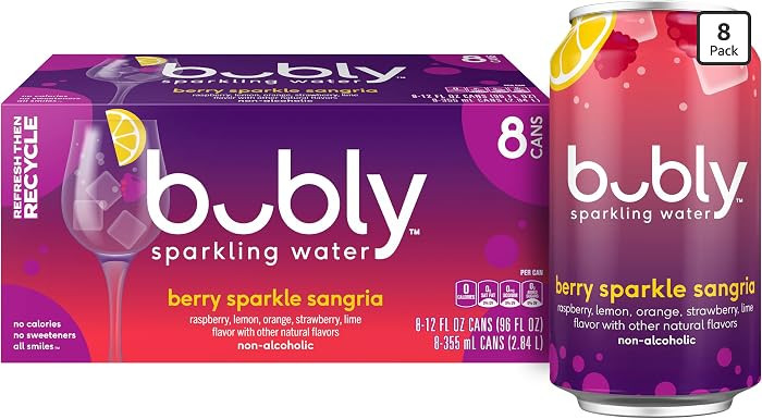 Bubly Sparkling Water, Berry Sparkle Sangria, 12 Fl Oz X 8 | Amazon (US)