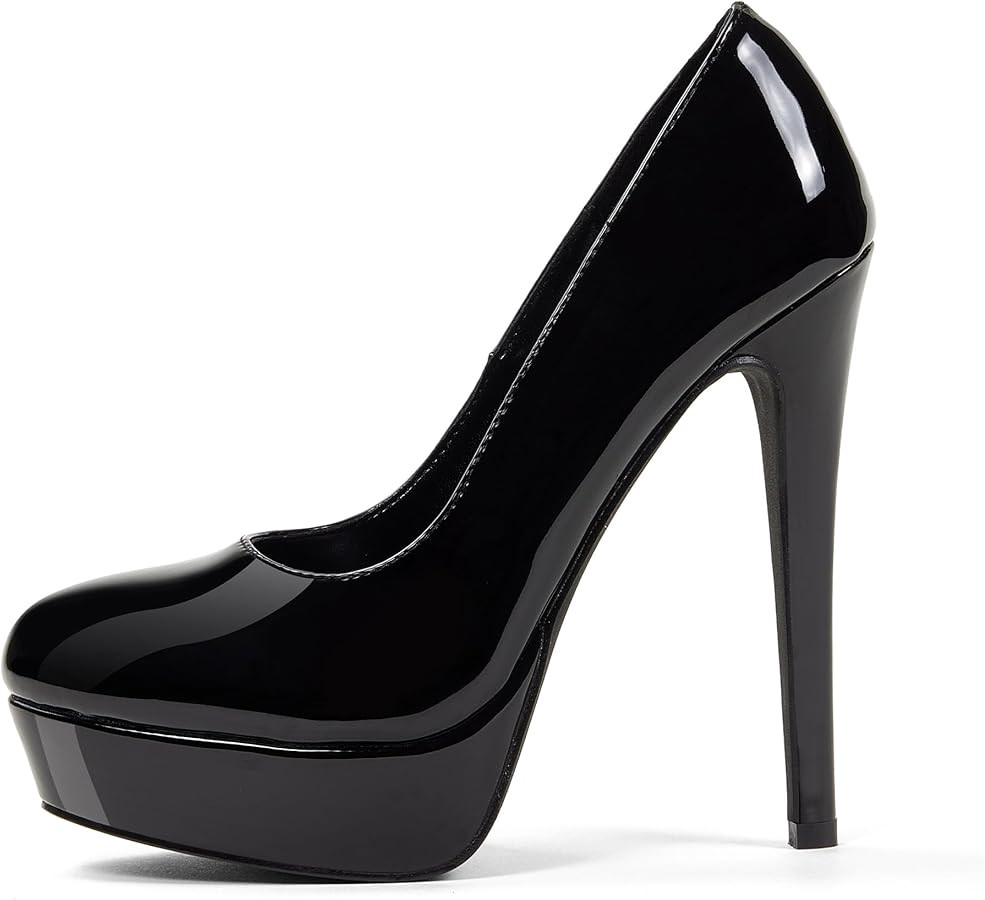 GENSHUO Platform Pumps Closed Toe Stilettos Heels Sexy Pumps High Heels for Women Round Toe Party... | Amazon (US)