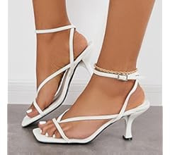 PiePieBuy Womens Kitten Heel Sandals Square Open Toe Ankle Buckle Strap Dress Shoes | Amazon (US)
