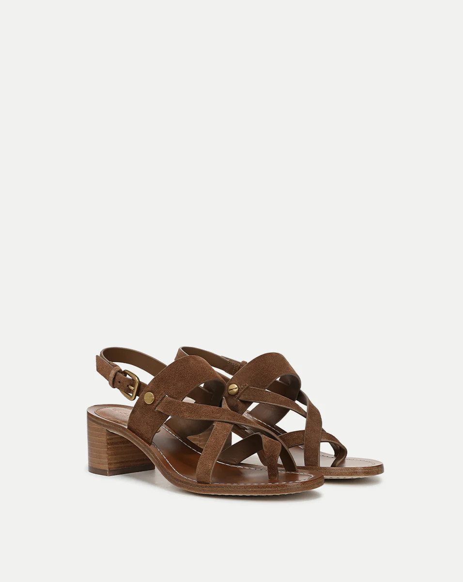 Elodie Suede Block-Heel Sandal | Veronica Beard