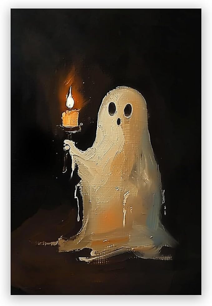 Vintage halloween decor Cute Ghost Poster Gothic Dark Academia Wall Art Goth Pictures Canvas Prin... | Amazon (US)