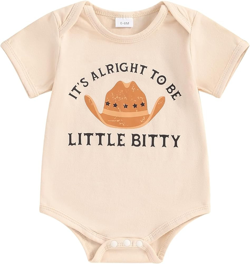 Newborn Baby Short Sleeve Western Romper Birthday Outfits Summer Casual Round Neck Cowboy Hat Pri... | Amazon (US)