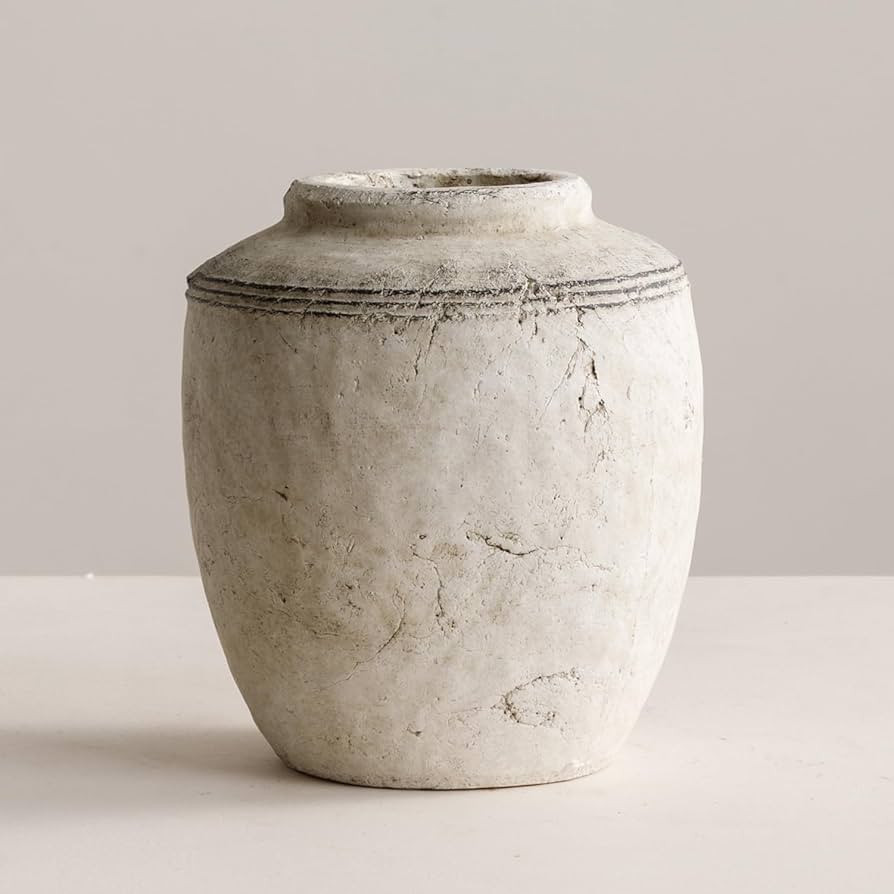 Ceramic Flower Vase, Rustic Farmhouse Terracotta Vase for Home Decor, Aesthetic Decorative Potter... | Amazon (US)