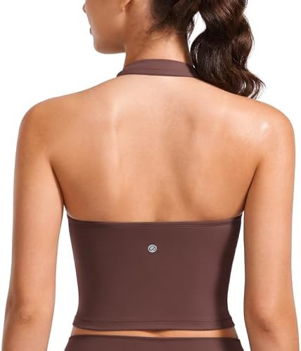CRZ YOGA Womens Butterluxe Halter Longline Sports Bra - Padded Workout Yoga Crop Tops Tanks with ... | Amazon (US)
