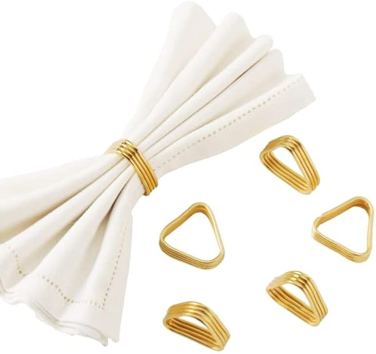 Folkulture Gold Napkin Rings Set of 6, Rustic Metal Napkin Rings for Farmhouse, Decorative Napkin Ri | Amazon (US)