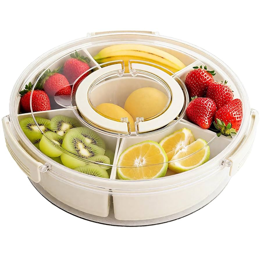 Divided Serving Tray with Lid and Handle Snack Box for Fridge Snackle Box Container Snack Spinner... | Amazon (US)