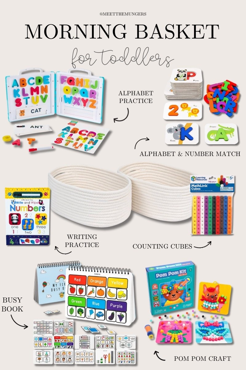 🧺 MORNING BASKET FAVORITES for toddlers! This is one of our favorite parts of the day — a calm, screen-free start with activities that build focus, early learning, and fine motor skills.

We rotate these for fun, quick learning time at home that feels more like play. Perfect for 2–5 year olds!

#ToddlerMorningBasket #EarlyLearning #ToddlerActivities #HomeschoolPreschool #MontessoriAtHome #ScreenFreeActivities #LearningThroughPlay #PreschoolPrep #MomHacks 




#LTKKids #LTKFamily #LTKBaby