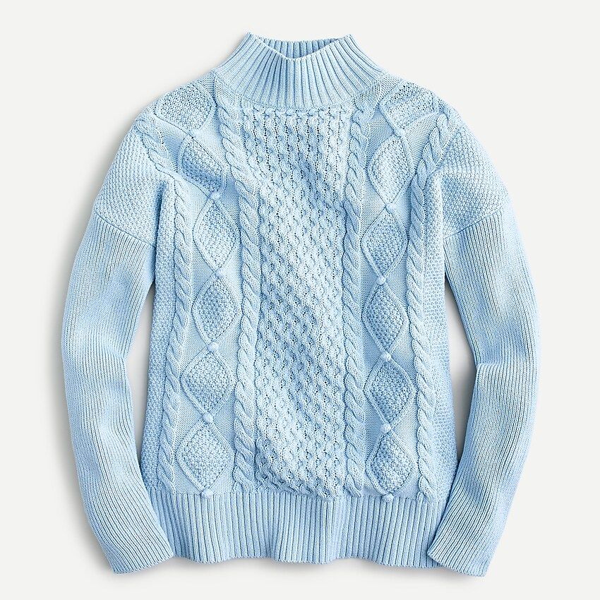 Swingy cable-knit mockneck sweater | J.Crew US