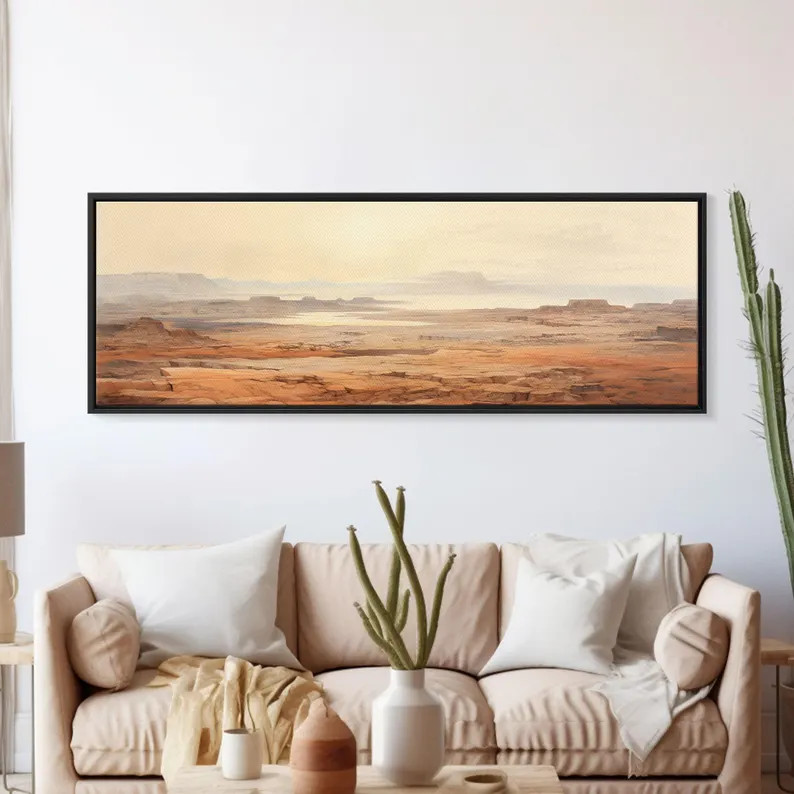 Arizona Desert Canvas Art: Panoramic Watercolor Landscape Print - Etsy | Etsy (US)