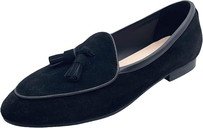 Justar Men's Belgian Loafers Suede Leather Shoes Comfort Slip-Ons for Business Casual Office | Amazon (US)