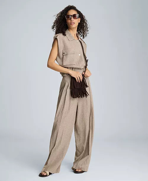 Kenneth Cole Women's Sleeveless Vest - Marsh Brown/ Pure White | Macy's