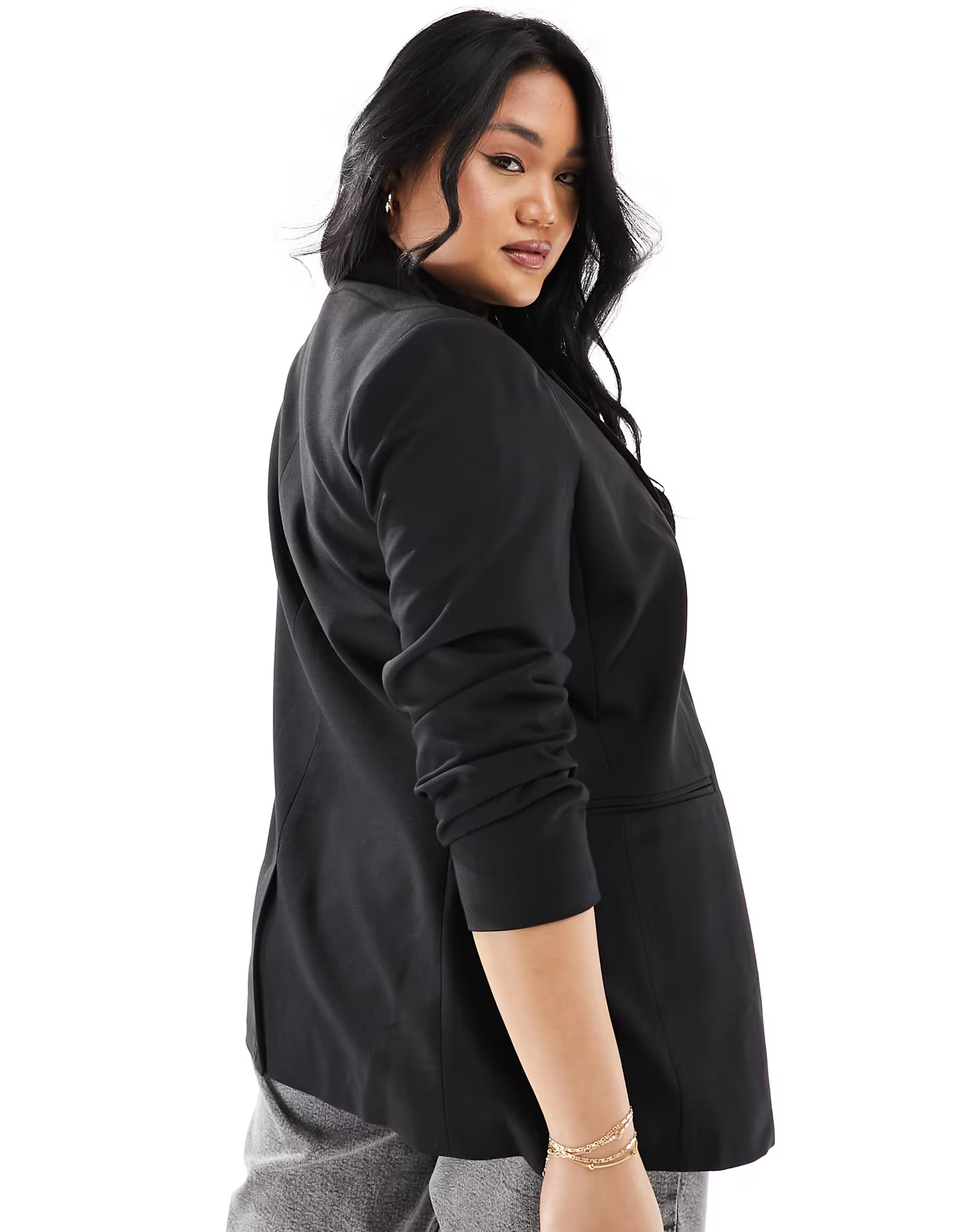 ASOS DESIGN Curve single breasted blazer in black | ASOS (Global)