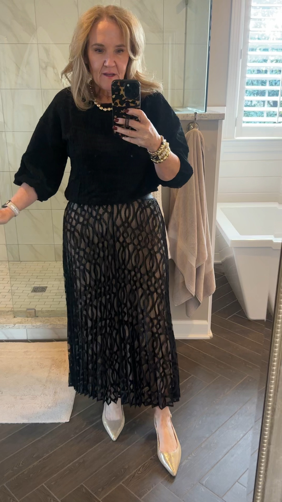 Nordstrom rack finds!!! Wow! Wearing a medium. 

Bracelet stack 20% off code NANETTE20

Black lace skirt, black midi skirt, black top, Nordstrom rack, max studio holiday party outfit, outfit, Christmas outfit, Christmas Eve outfit, New Year’s Eve outfit NYE

#LTKOver40 #LTKFindsUnder50 #LTKHoliday
