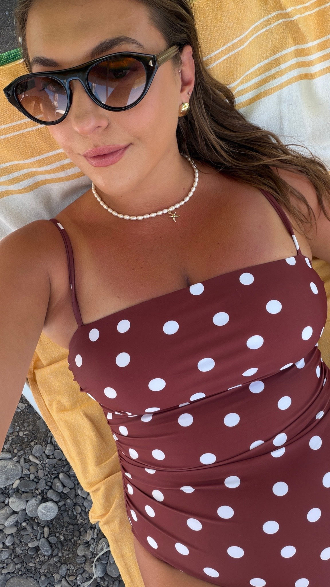 Polka dots by the water just feel timeless 🤎☀️

polka dot swimsuit, one piece swimsuit, brown swimsuit, tummy control swimsuit, vacation swimwear, beach day outfit, resort wear, coastal style, summer swimwear, chic swimsuit, European summer style, poolside look, beach vacation, vacation essentials, flattering swimsuit, classic swimwear, summer vacation outfit, seaside style, vacation fashion, swim style

#LTKSwim #LTKTravel #LTKMidsize