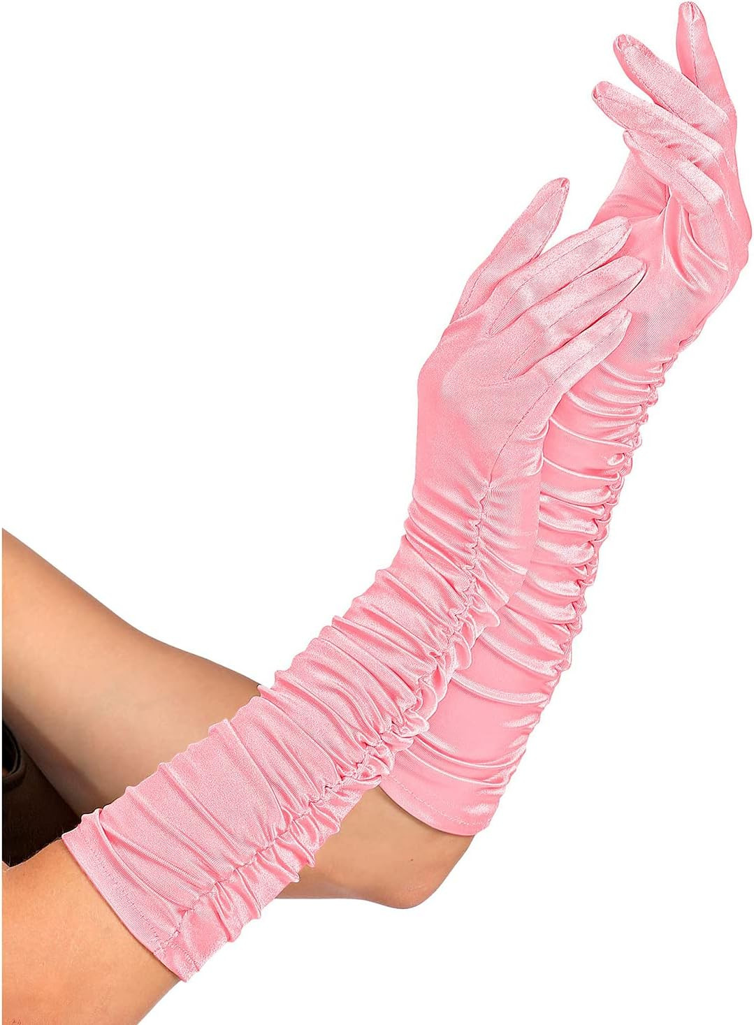 Widmann - Gathered Satin Gloves with Elastane Content, 1 Pair, Length 44 cm, Accessory, 20s, Carn... | Amazon (DE)