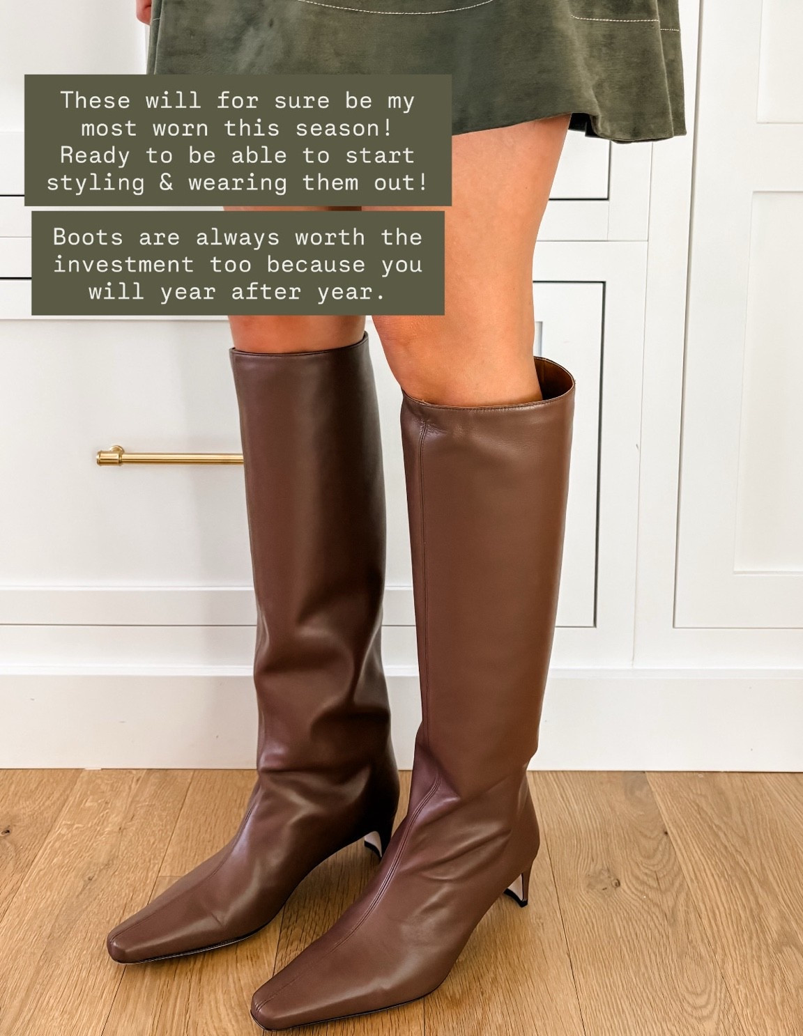 A splurgeworthy brown leather boot that you will truly have forever! These are so timeless and chic! I know these will be my most worn boot this fall!

Loverly Grey, Shopbop, leather boots, fall boots, tall boots, brown boots, fall accessories, fall shoes

#LTKSeasonal
