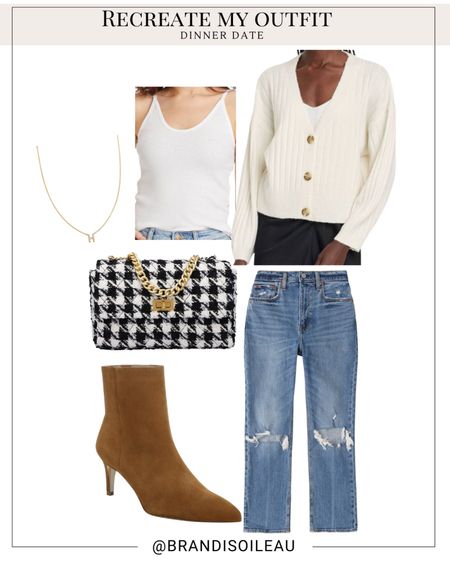Dinner date outfit idea

Chunky knit button front cardigan, straight cropped jeans, suede booties, houndstooth bag, fall outfits, sweaters, jeans, boots 

#LTKshoecrush #LTKSeasonal #LTKsalealert