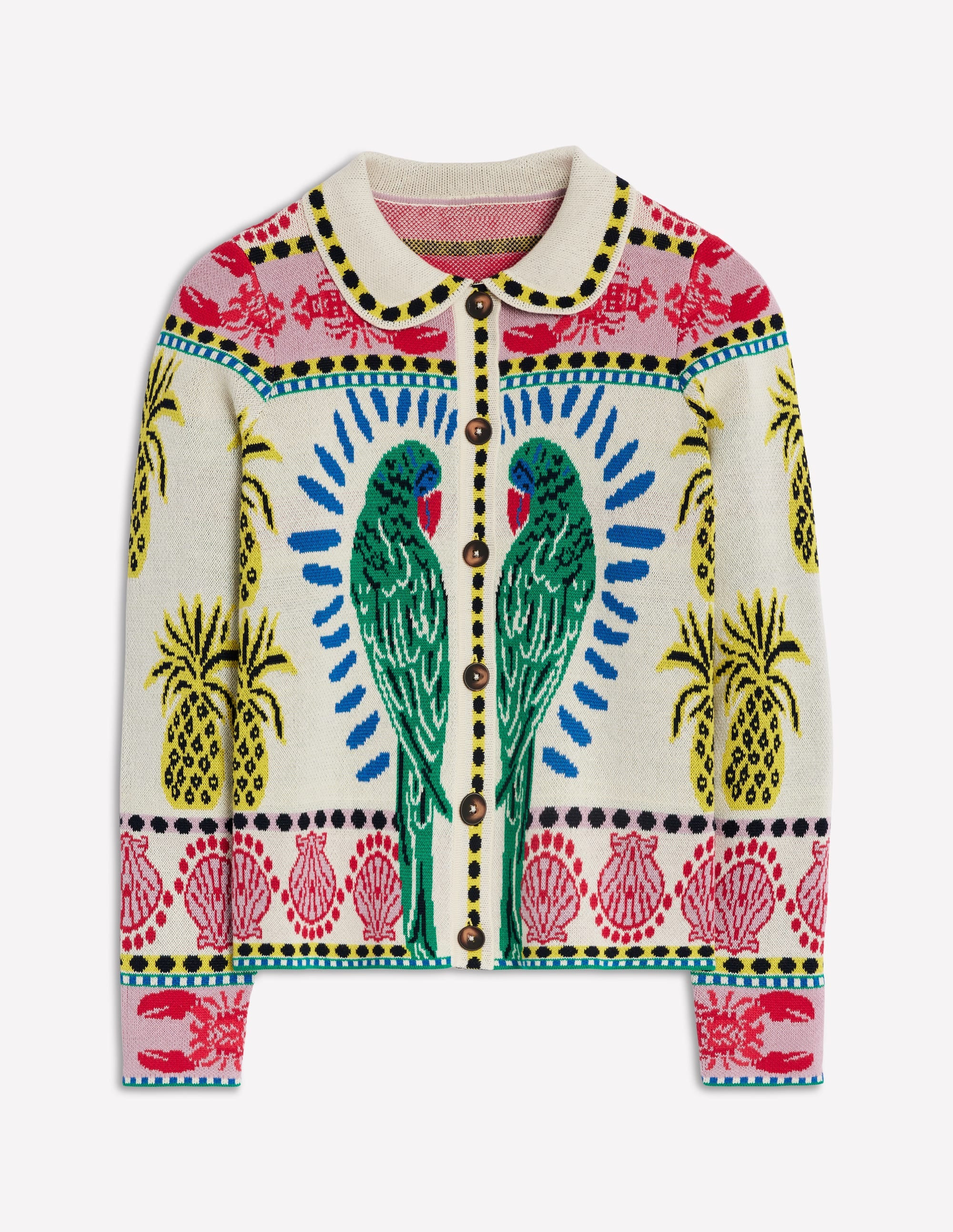 Jacquard Knitted Shacket-Warm Ivory, Tropical Bonanza | Boden (US)