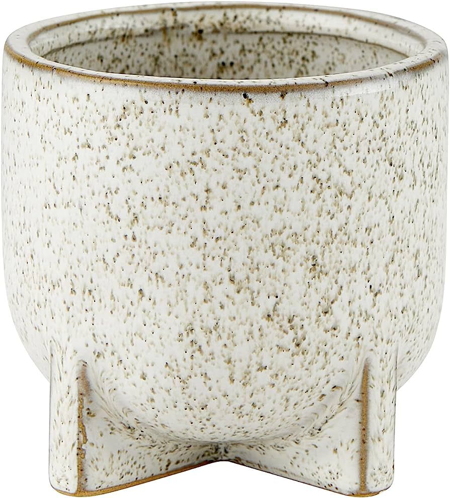 47th & Main Ceramic Footed Planter Pot, 4" Tall, White Speckled | Amazon (US)