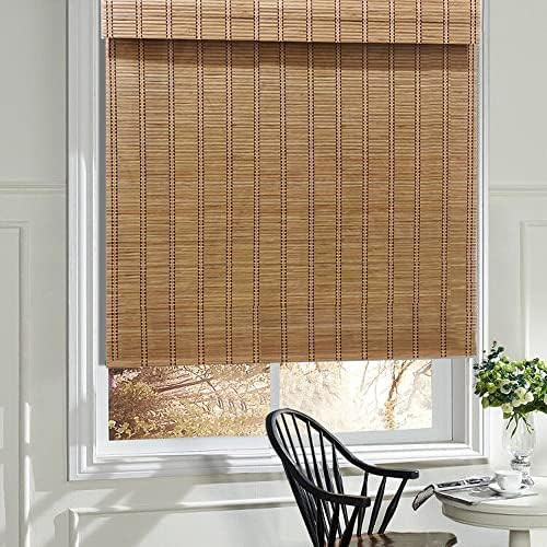 LANTIME Wood Window Roman Shades, Lined Blackout Bamboo Roman Shades Blinds, Easy Installation fo... | Amazon (US)