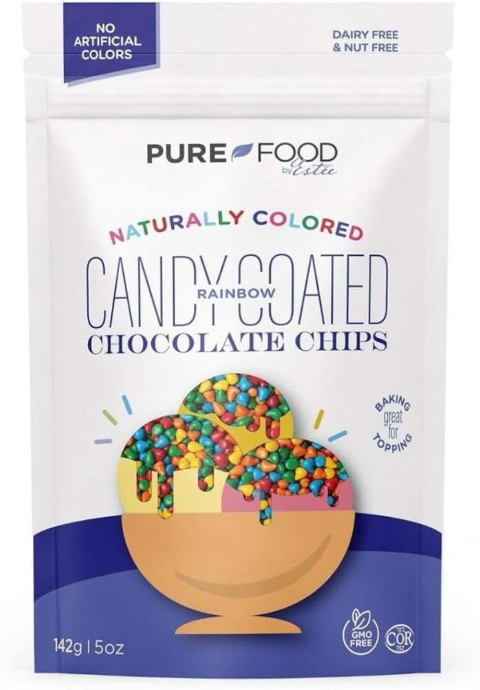 Pure Food By Estee Natural Rainbow Candy Coated Chocolate Chips, 5oz | Cosmic Brownie Sprinkles |... | Amazon (US)