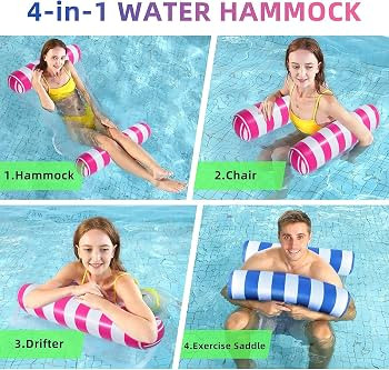 Pool Floats Adult Size - 5 Pack Pool Floaties Hammock Multi-Purpose 4-in-1 Pool Noodles Floaties ... | Amazon (US)