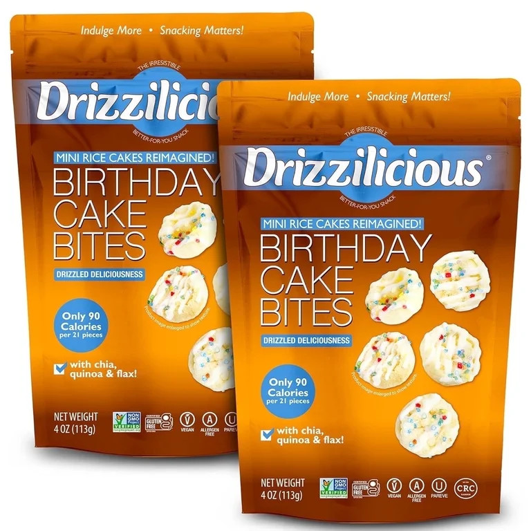 Drizzilicious Mini Rice Cakes, Birthday Cake Flavored Rice Cake Gluten Free Snacks, Rice Crisps 2... | Walmart (US)