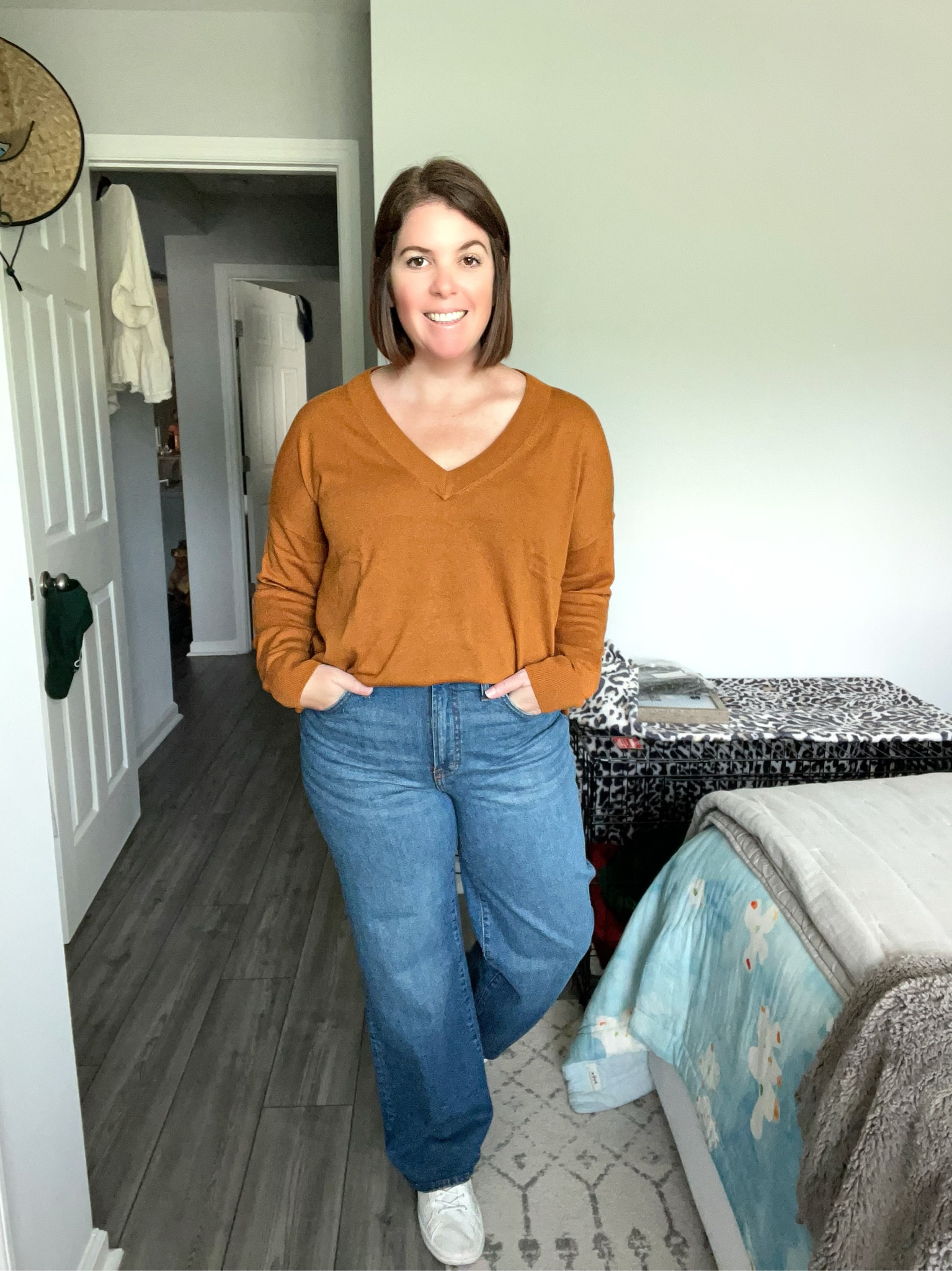 The color of this sweater screams fall to me! This sweater is the lightest weight sweater and would be perfect either styled by itself or layered with a flannel! It does run TTS and is on sale for $39.99! 

#LTKsalealert #LTKxNSale #LTKstyletip