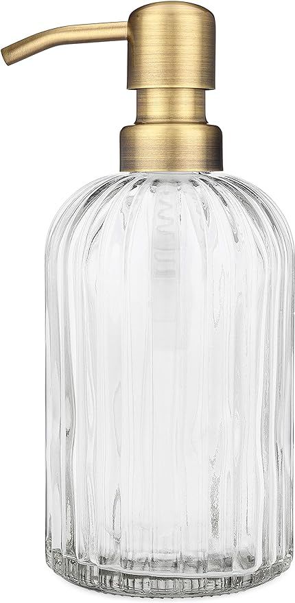 Rail19 Fluted Glass Nouveau Soap Dispenser with Metal Soap Pump for The Kitchen and Bathroom Grea... | Amazon (US)