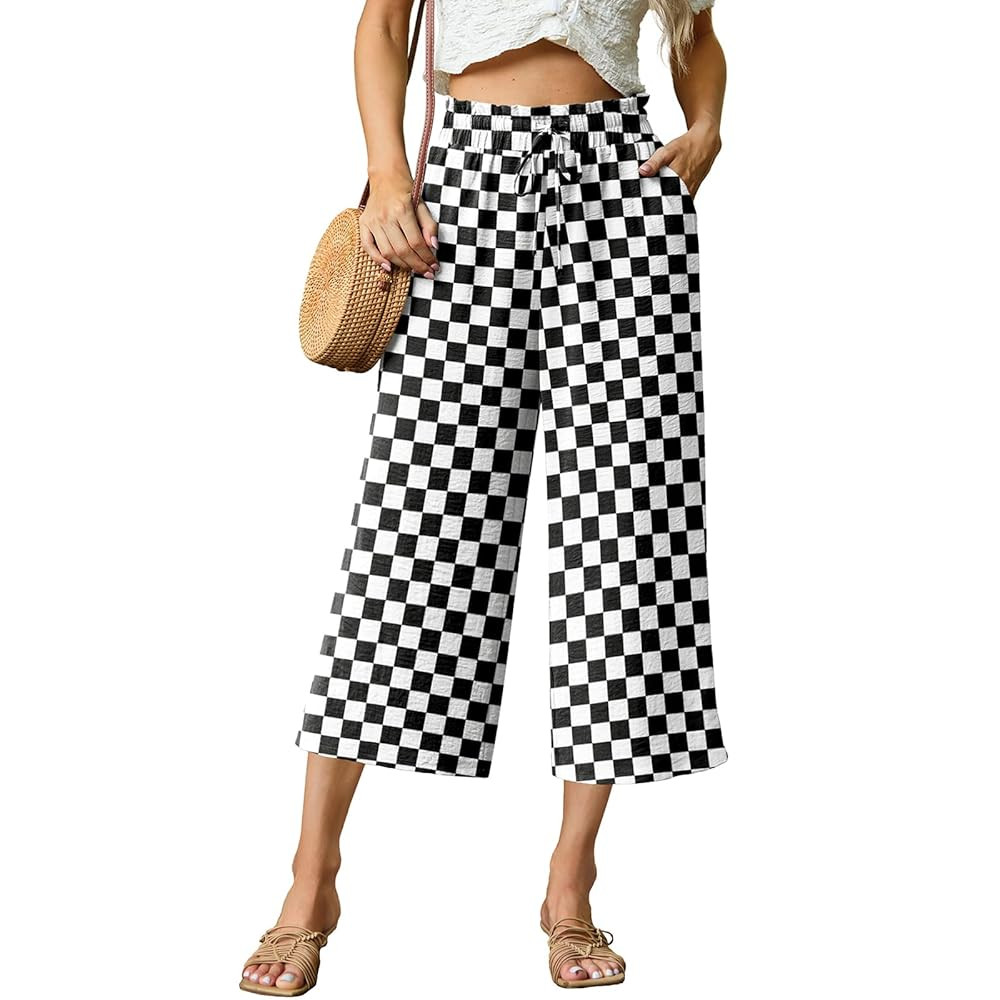 Womens Wide Leg High Waisted with Tie Belt Pockets Summer 2025 Vacation Pants | Amazon (US)