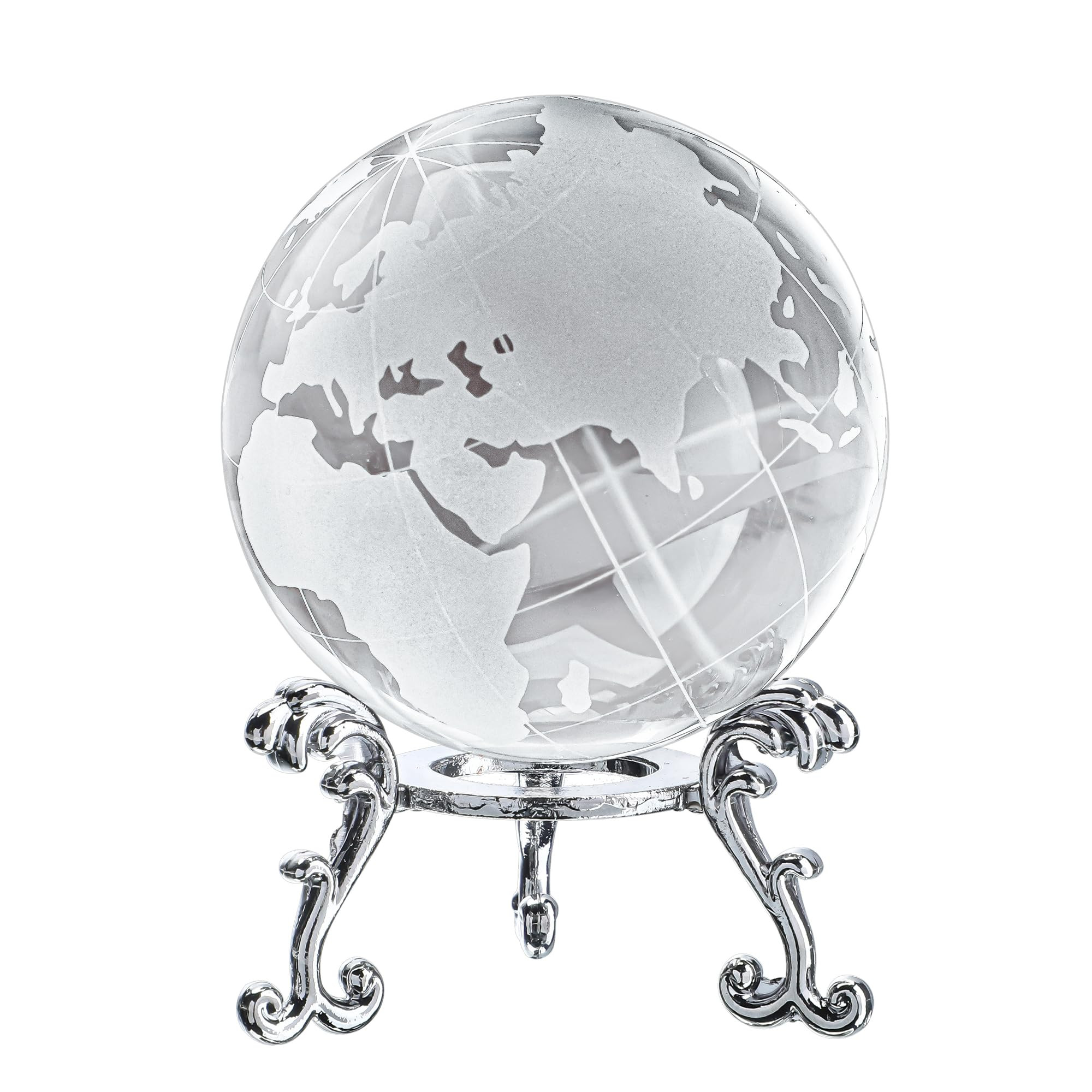 60mm World Globe Crystal Earth Ball Paperweight with Stand Glass Sphere Display Globe Ball Christ... | Amazon (US)
