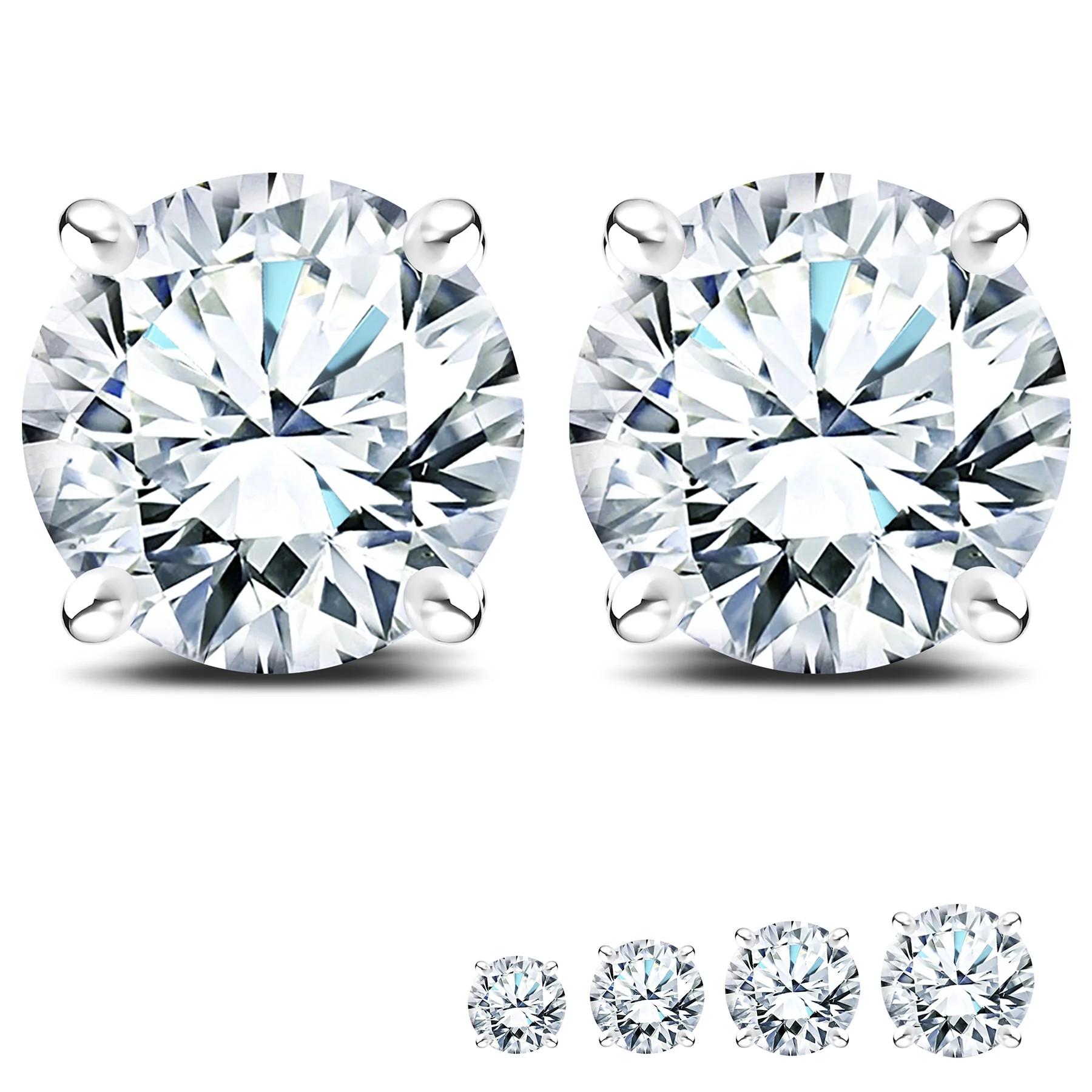 JeenMata Certified Lab Grown Diamond Earrings 1.25 Carat Round Cut 18K White Gold Plated Solitair... | Walmart (US)