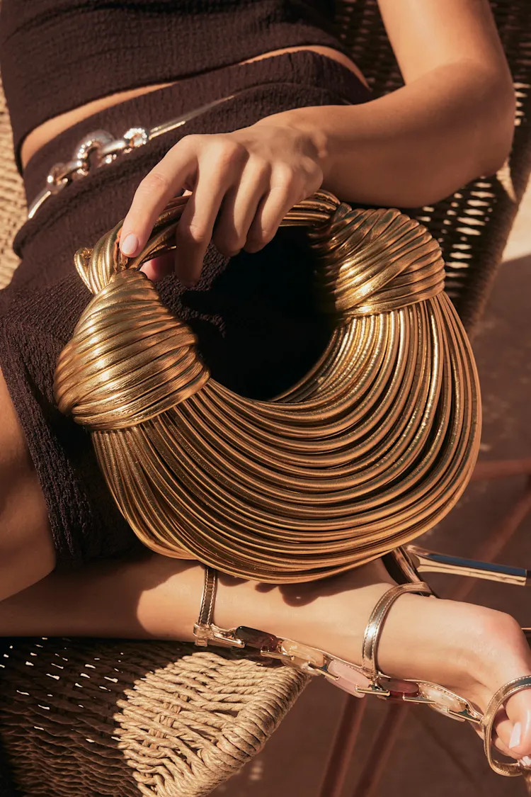 Deeply Luxe Gold Metallic Knotted Cord Crescent Handbag | Lulus