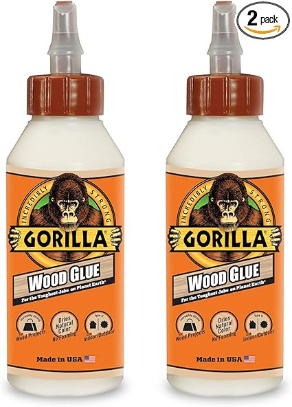 Gorilla Wood Glue, 8 Ounce Bottle, Natural Wood Color, (Pack of 2) | Amazon (US)
