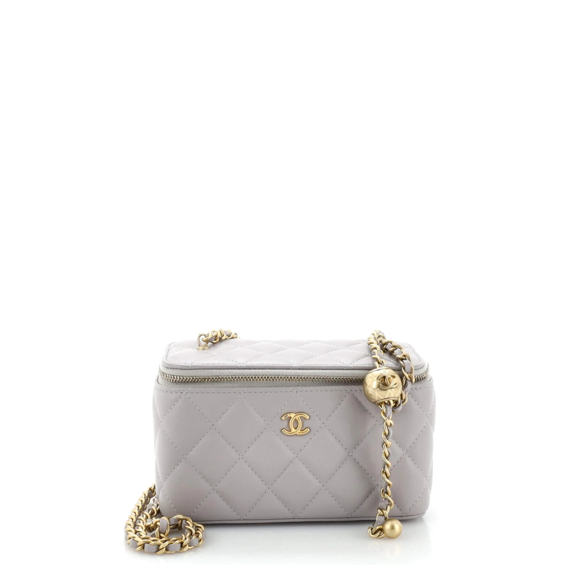 Classic Vanity Case with Chain Quilted Lambskin Small | Shop Simon