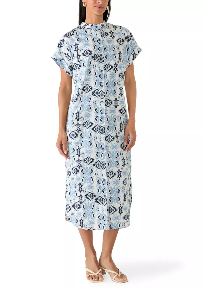 Women's Short Sleeve Button Front Midi Shirtdress | Belk