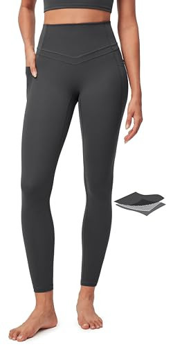 IUGA Women's Ink Gray X-Large Modern High Waist Yoga Pants with Pockets, PowerTight Collection, Sandwich Waistband, No Front Seam | Amazon (US)
